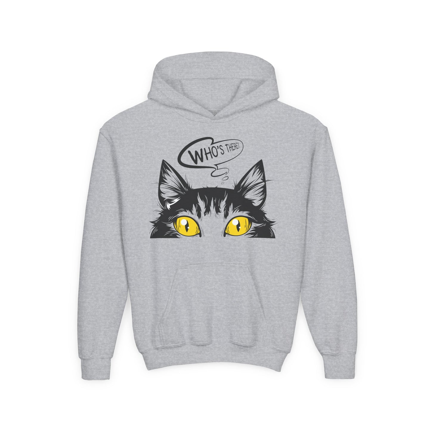 Youth Heavy Blend Hooded Sweatshirt -  Whos there cat