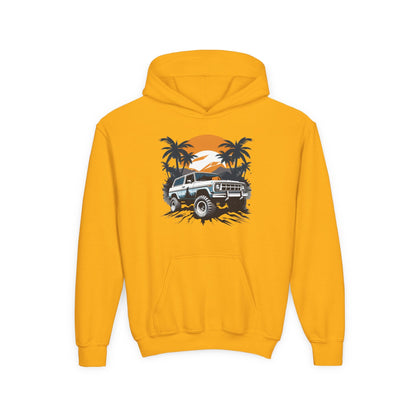 Youth Heavy Blend Hooded Sweatshirt - Off road car Printify