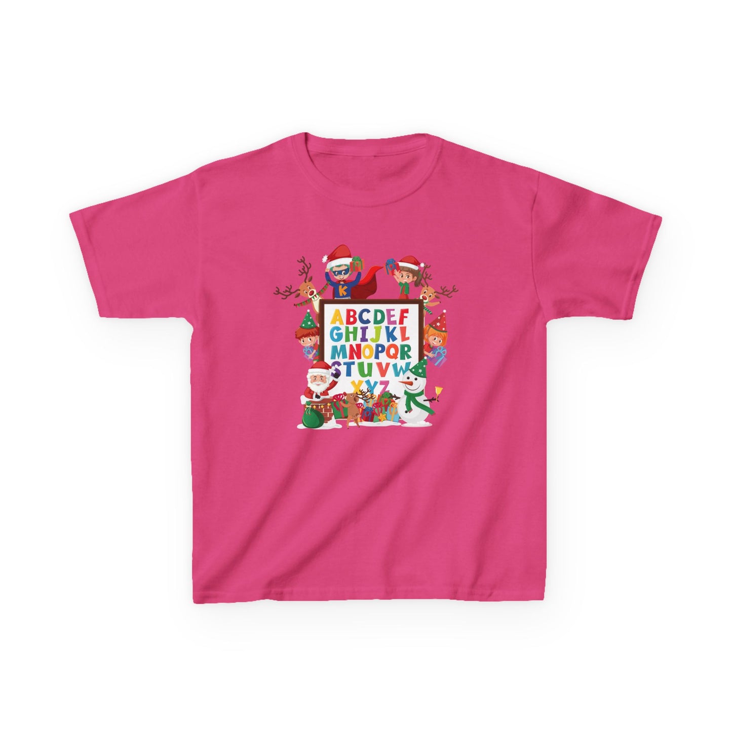 Kids Heavy Cotton™ Tee - Christmas alphabet with super kiddo - [[{"value":"Wonderwear Kid"}]]