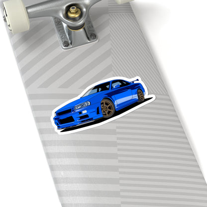 Kiss-Cut Stickers - Blue Race Car Printify