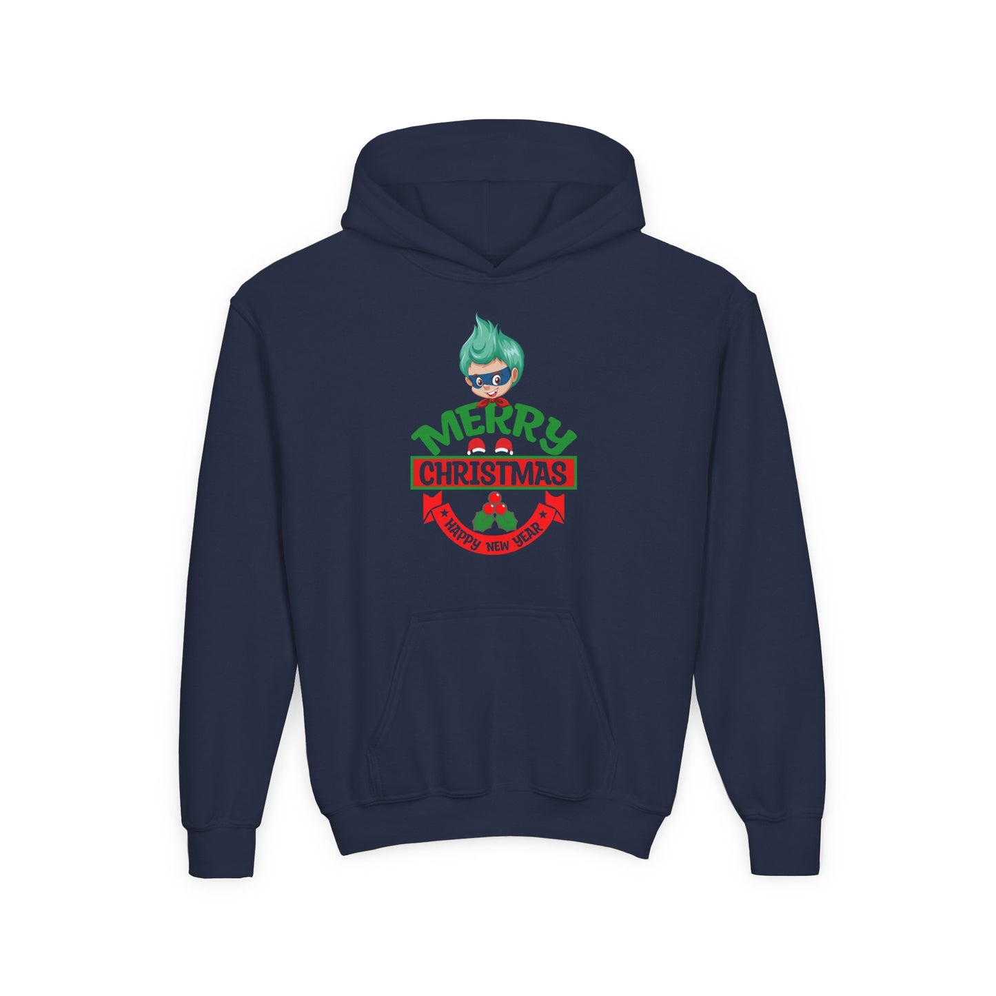Youth Heavy Blend Hooded Sweatshirt - Merry chridtmas from super kiddo