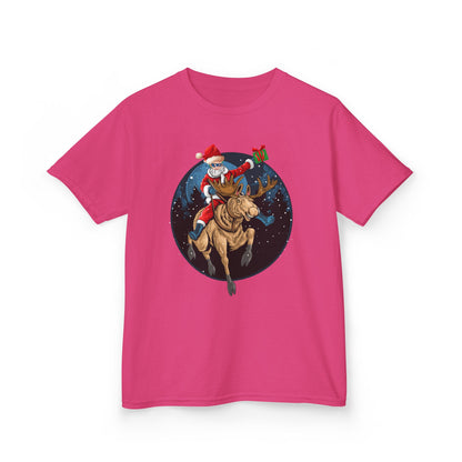 Kids Heavy Cotton™ Tee - Super kiddo riding a reindeer - [[{"value":"Wonderwear Kid"}]]