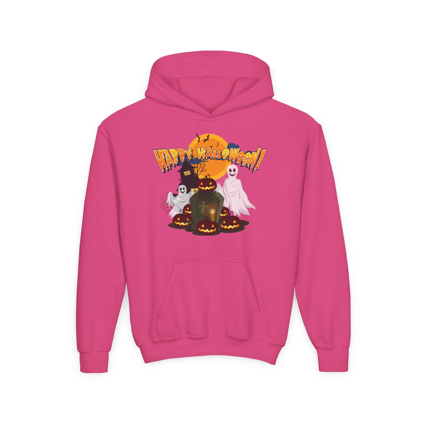 Youth Heavy Blend Hooded Sweatshirt - Happy holloween - cemetery