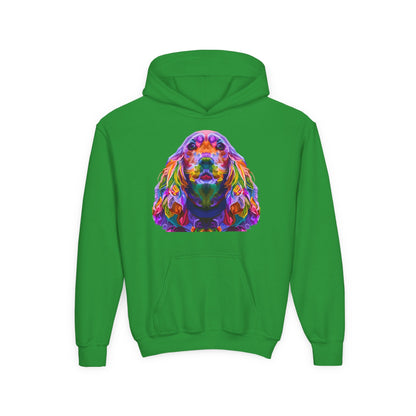 Youth hoodie with adorable golden retriever design Printify