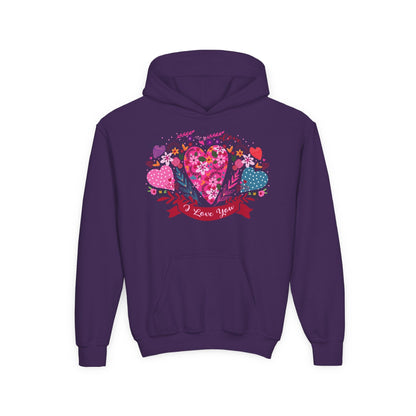 Youth Heavy Blend Hooded Sweatshirt - I love you Printify