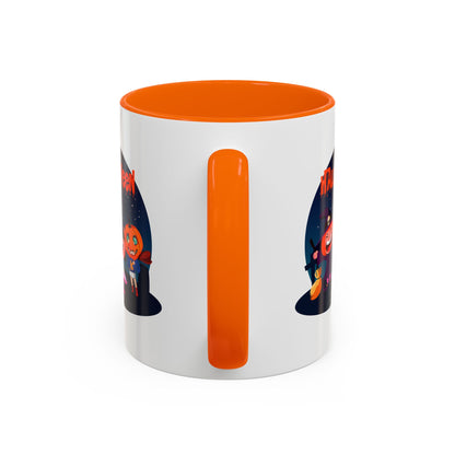 Accent Coffee Mug - Super kiddo wearing pumpkin - [[{"value":"Wonderwear Kid"}]]