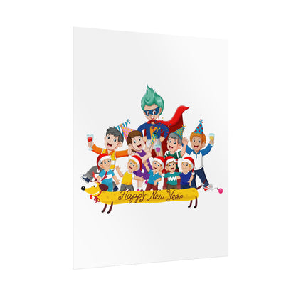 Rolled Posters - Happy new year with friends - [[{"value":"Wonderwear Kid"}]]