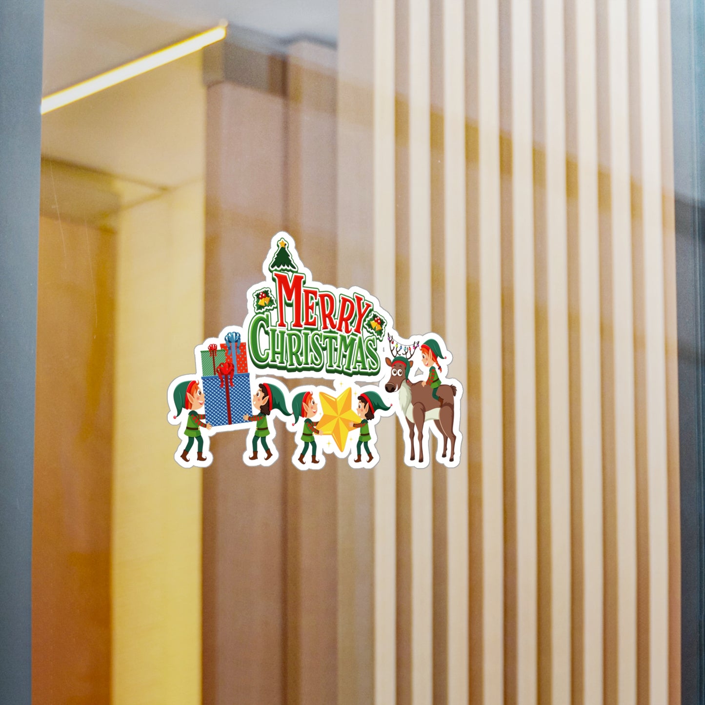Christmas Kiss-Cut Vinyl Decals – Merry christmas and reindeer - [[{"value":"Wonderwear Kid"}]]