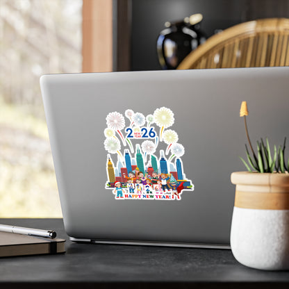 Christmas Kiss-Cut Vinyl Decals – Happy new year with fireworks - [[{"value":"Wonderwear Kid"}]]