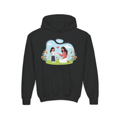 Youth Heavy Blend Hooded Sweatshirt -  Mother and daughter love Printify