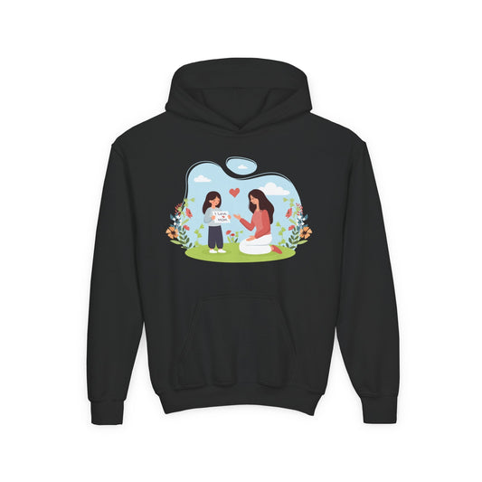 Youth Heavy Blend Hooded Sweatshirt -  Mother and daughter love Printify