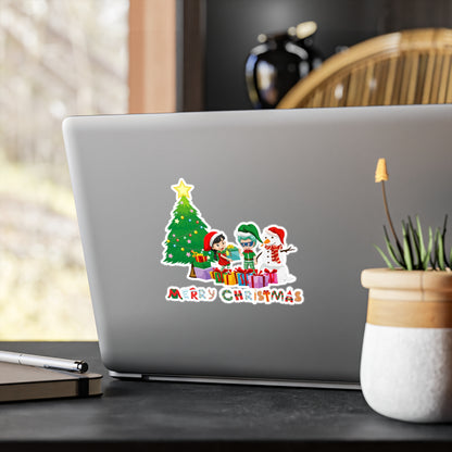 Christmas Kiss-Cut Vinyl Decals – Super kiddo preparing gifts - [[{"value":"Wonderwear Kid"}]]