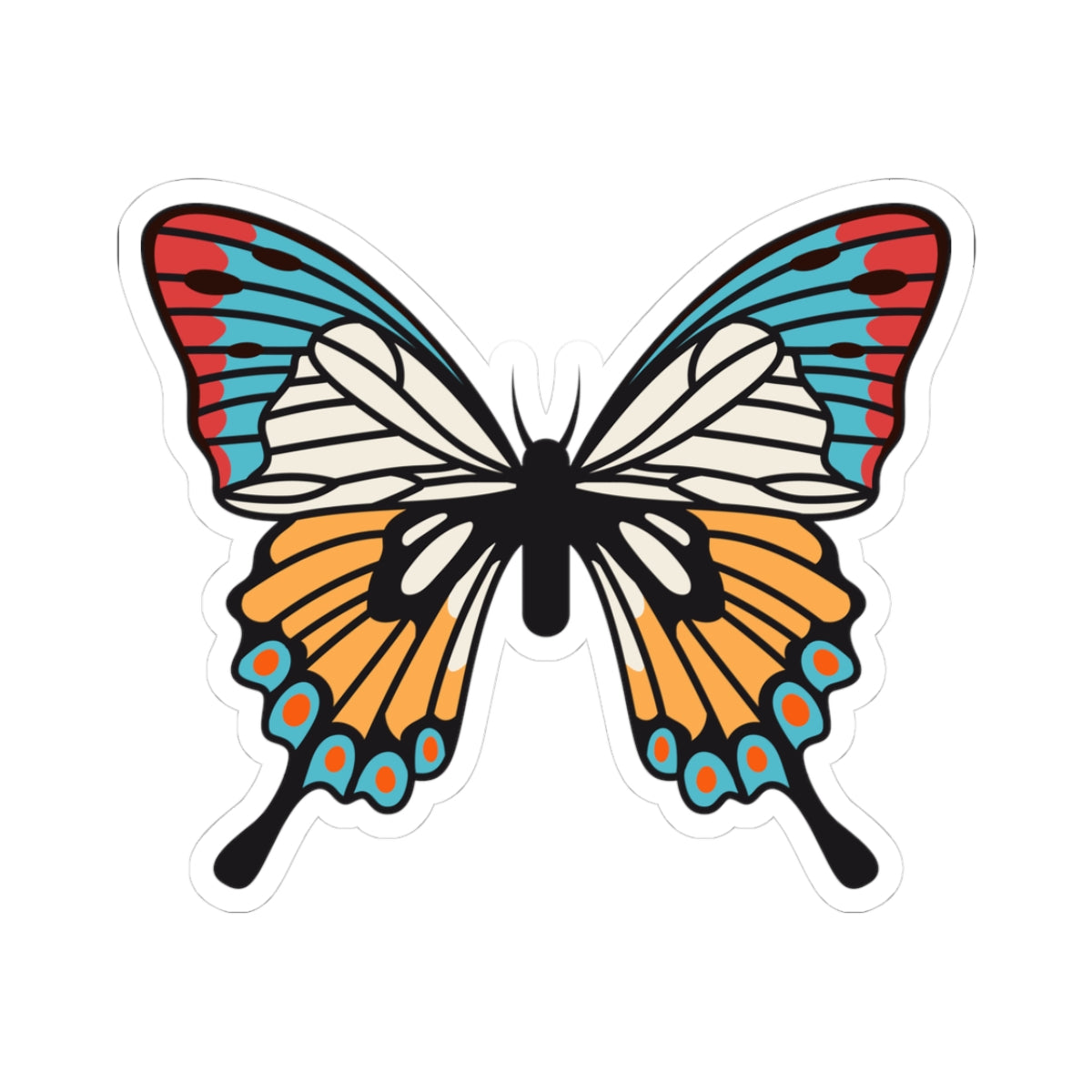 Kiss-Cut Stickers -Green - orange butterfly