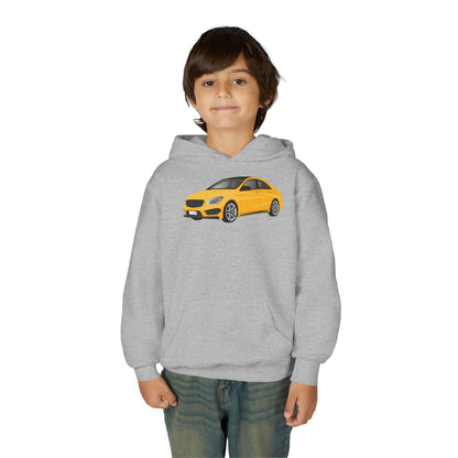 Youth Heavy Blend Hooded Sweatshirt - Yellow car Printify
