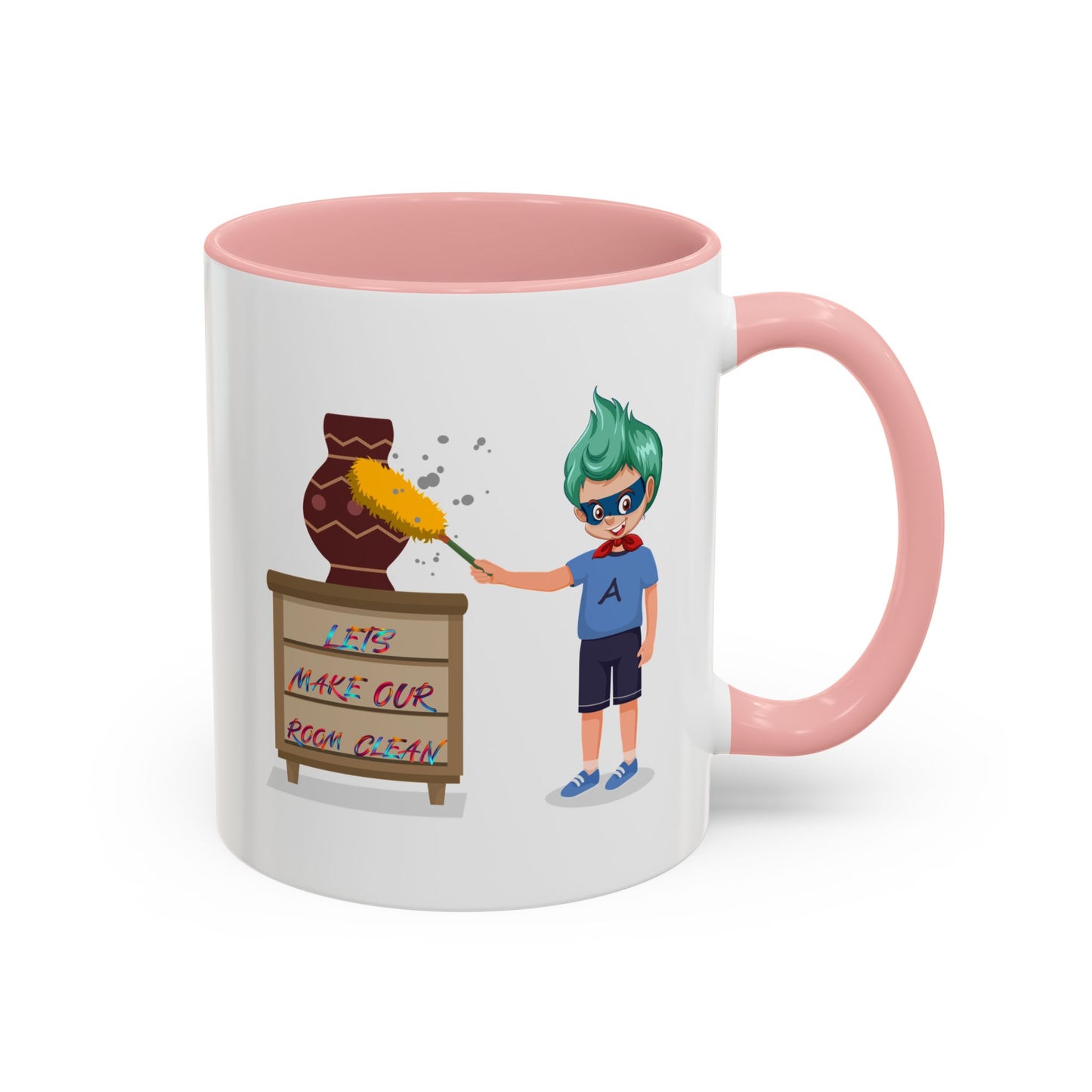 Accent Coffee Mug - Super kiddo cleaning a vase