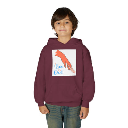 Youth Heavy Blend Hooded Sweatshirt -  Child and dad holding hands Printify