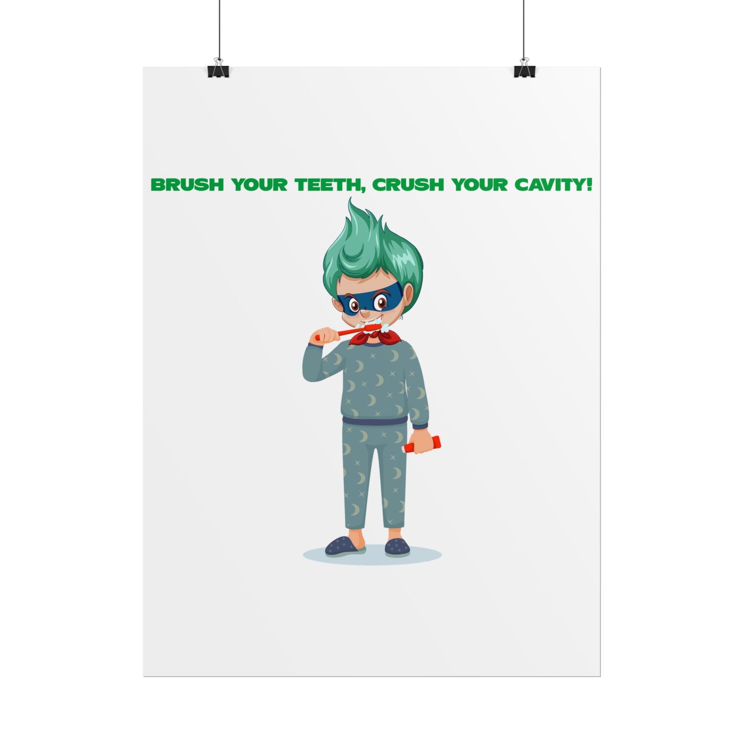 Rolled Posters - Super kiddo brushing teeth - [[{"value":"Wonderwear Kid"}]]