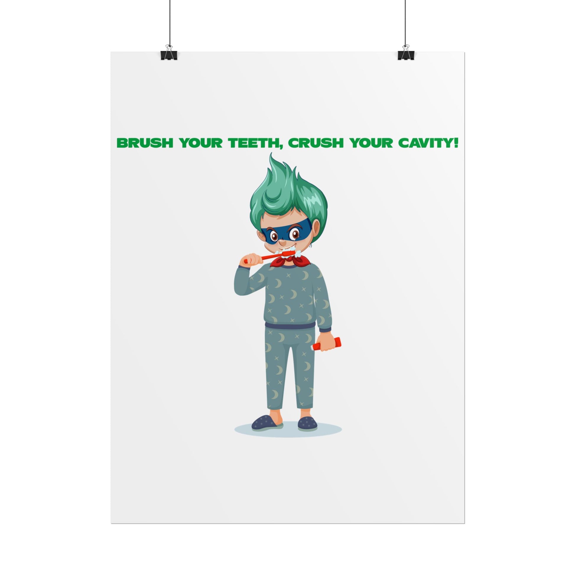 Rolled Posters - Super kiddo brushing teeth - [[{"value":"Wonderwear Kid"}]]