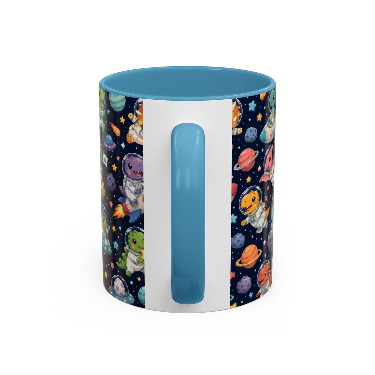 Accent Coffee Mug (11/15 oz) - Cute Dinosaur Astronaut Space