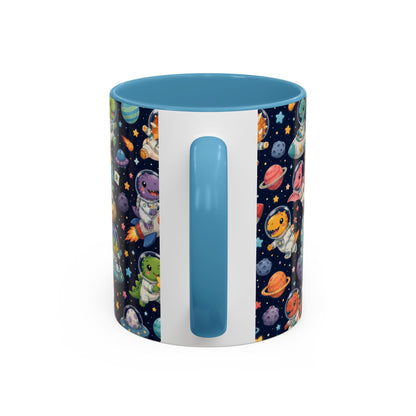 Accent Coffee Mug (11/15 oz) - Cute Dinosaur Astronaut Space