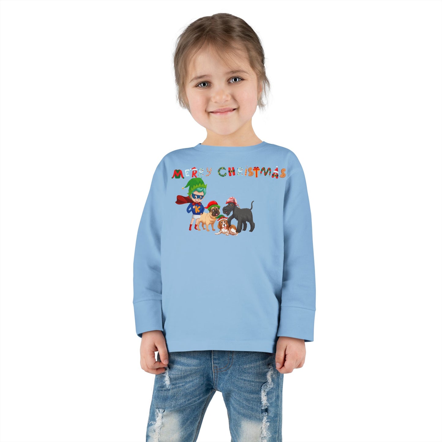 Toddler Long Sleeve Tee - Super kiddo woith pet friends - [[{"value":"Wonderwear Kid"}]]