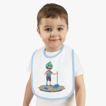 Baby Bib - Super kiddo sweeping floor - [[{"value":"Wonderwear Kid"}]]