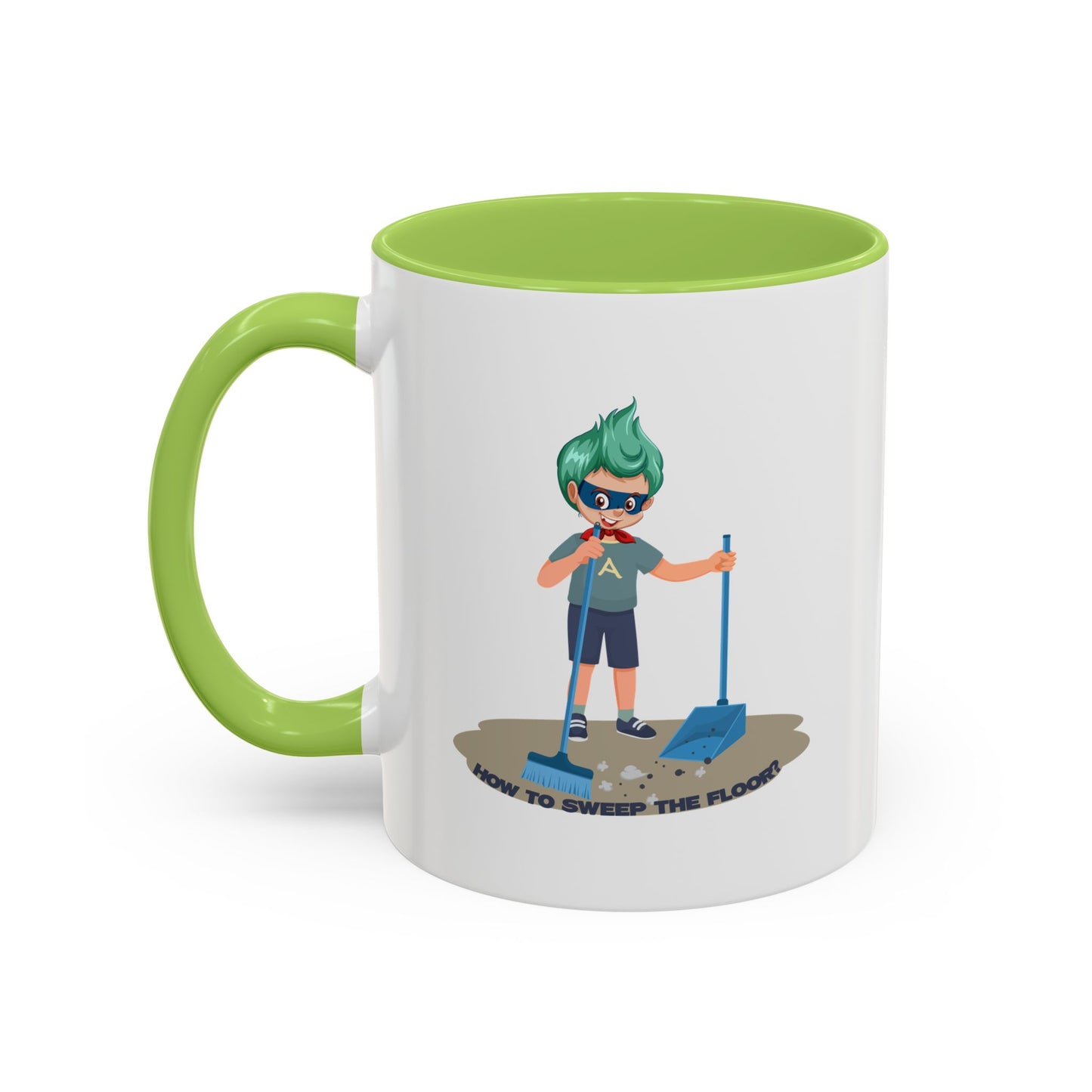 Accent Coffee Mug - Super kiddo sweeping floor