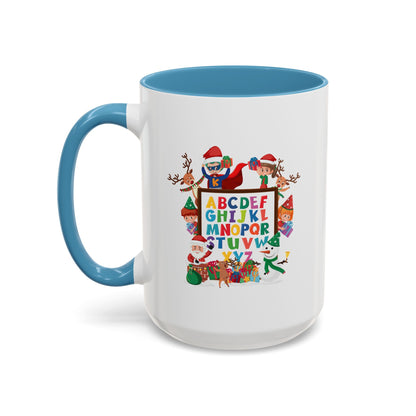 Accent Coffee Mug - Christmas alphabet with super kiddo - [[{"value":"Wonderwear Kid"}]]