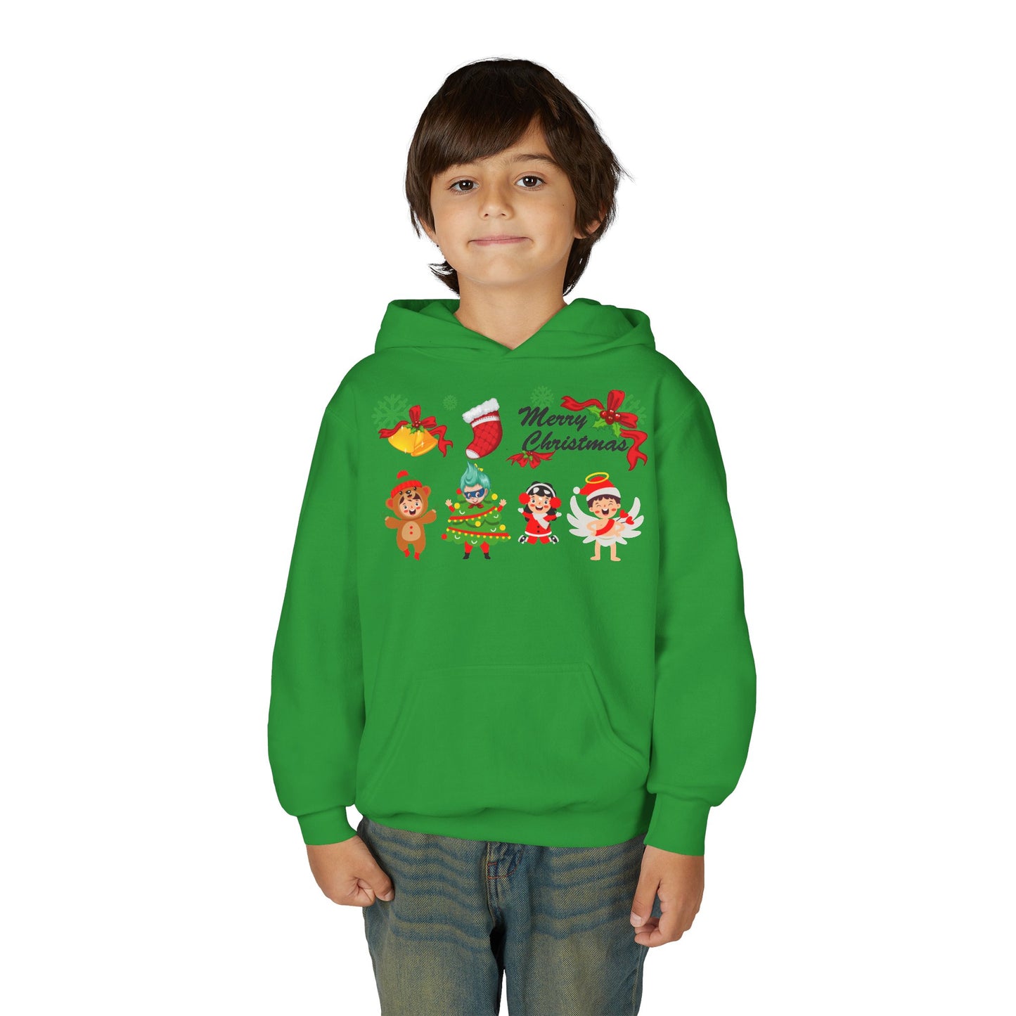 Youth Heavy Blend Hooded Sweatshirt - Merry christmas from super kid