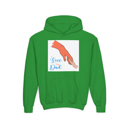 Youth Heavy Blend Hooded Sweatshirt -  Child and dad holding hands Printify