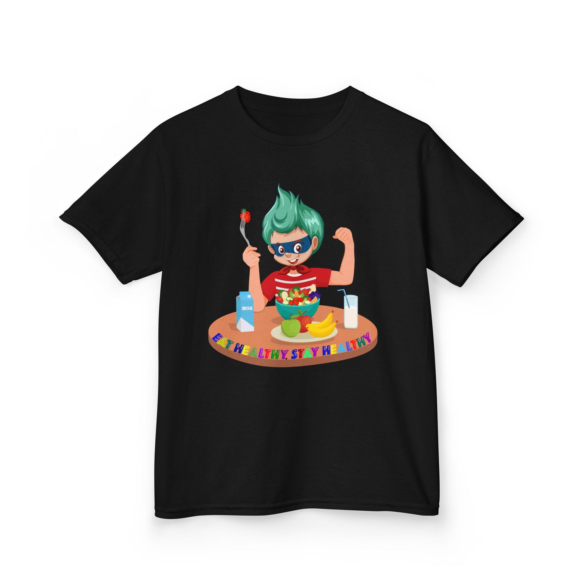 Kids Heavy Cotton™ Tee - super kiddo eating healthy food - [[{"value":"Wonderwear Kid"}]]