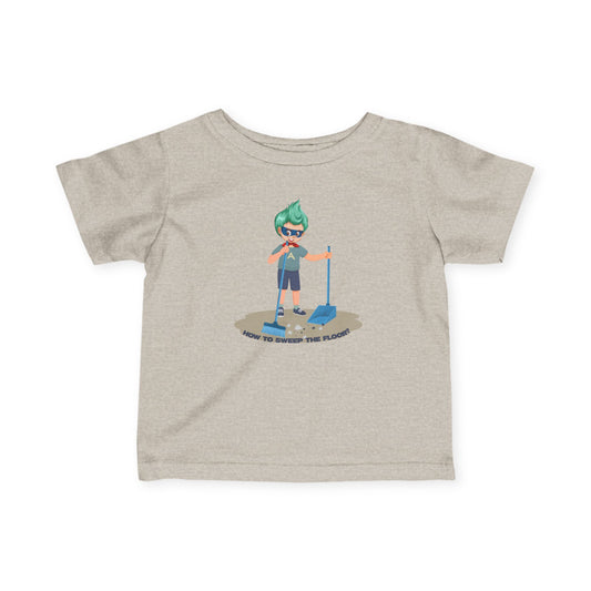 Infant Fine Jersey Tee - Super kiddo sweeping floor - [[{"value":"Wonderwear Kid"}]]
