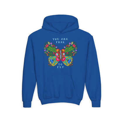 Youth Heavy Blend Hooded Sweatshirt - You are free to fly Printify