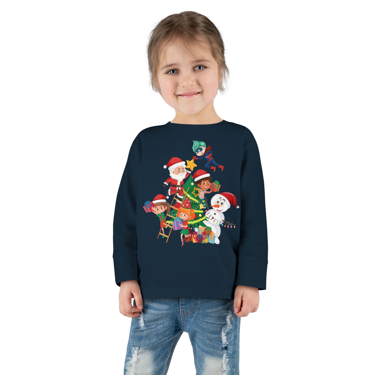 Toddler Long Sleeve Tee - Super kiddo making christmas tree - [[{"value":"Wonderwear Kid"}]]