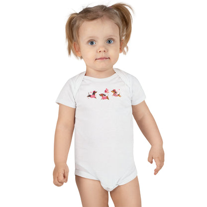 Infant Jersey One Piece - Valentines - Three Dachshund - [[{"value":"Wonderwear Kid"}]]