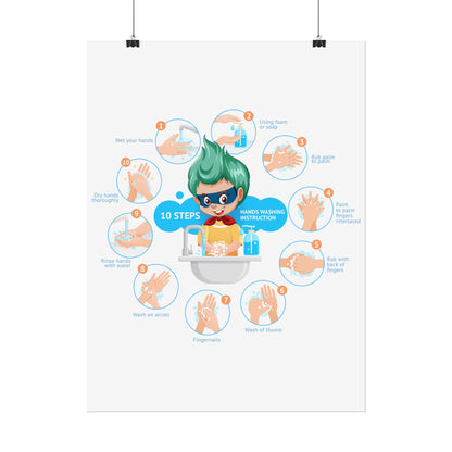 Rolled Posters - Super kiddo hand washing steps - [[{"value":"Wonderwear Kid"}]]