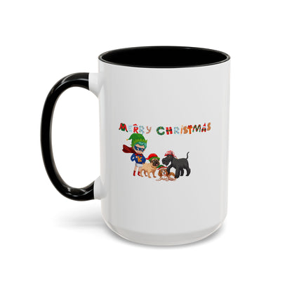 Accent Coffee Mug - Super kiddo woith pet friends - [[{"value":"Wonderwear Kid"}]]