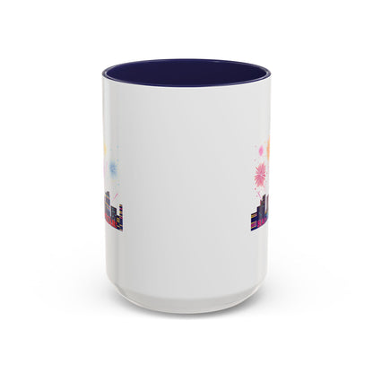 Accent Coffee Mug - Super kiddo with fireworks with text - [[{"value":"Wonderwear Kid"}]]