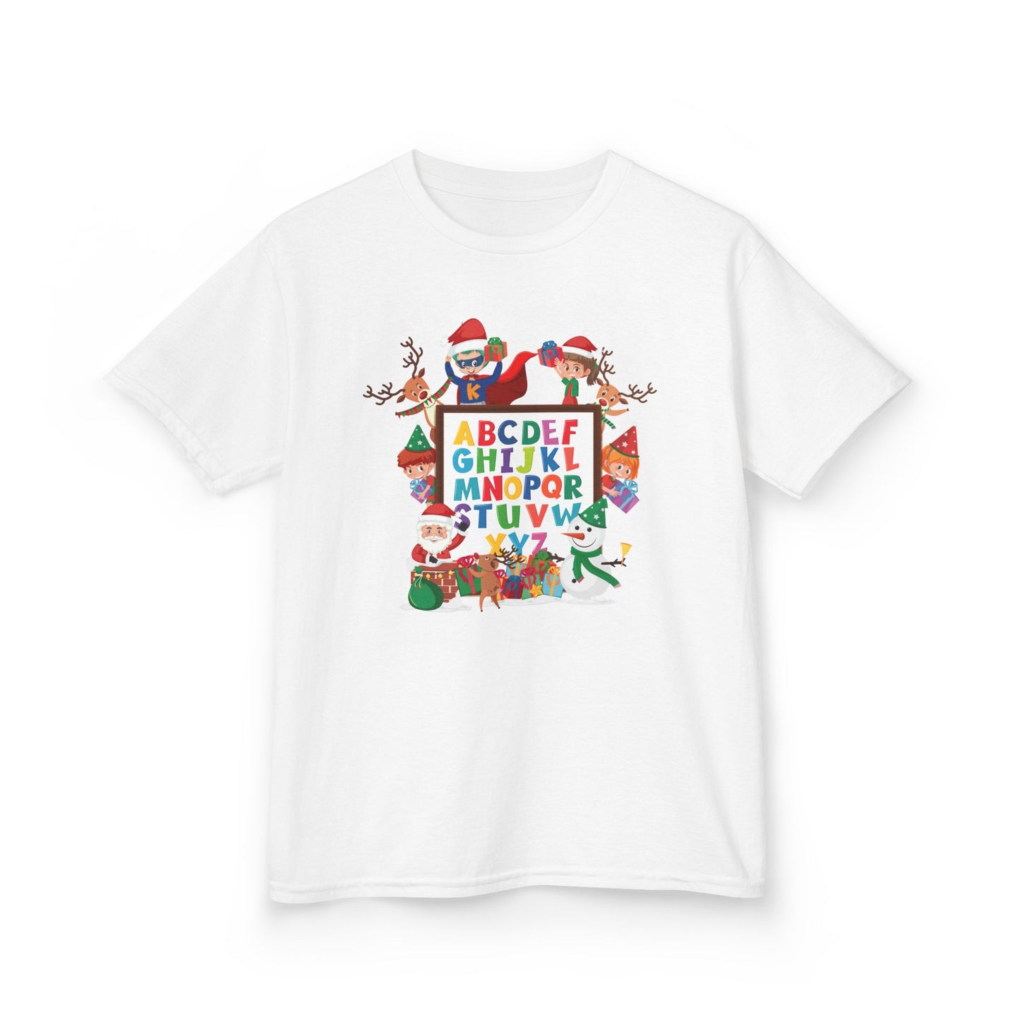 Kids Heavy Cotton™ Tee - Christmas alphabet with super kiddo - [[{"value":"Wonderwear Kid"}]]