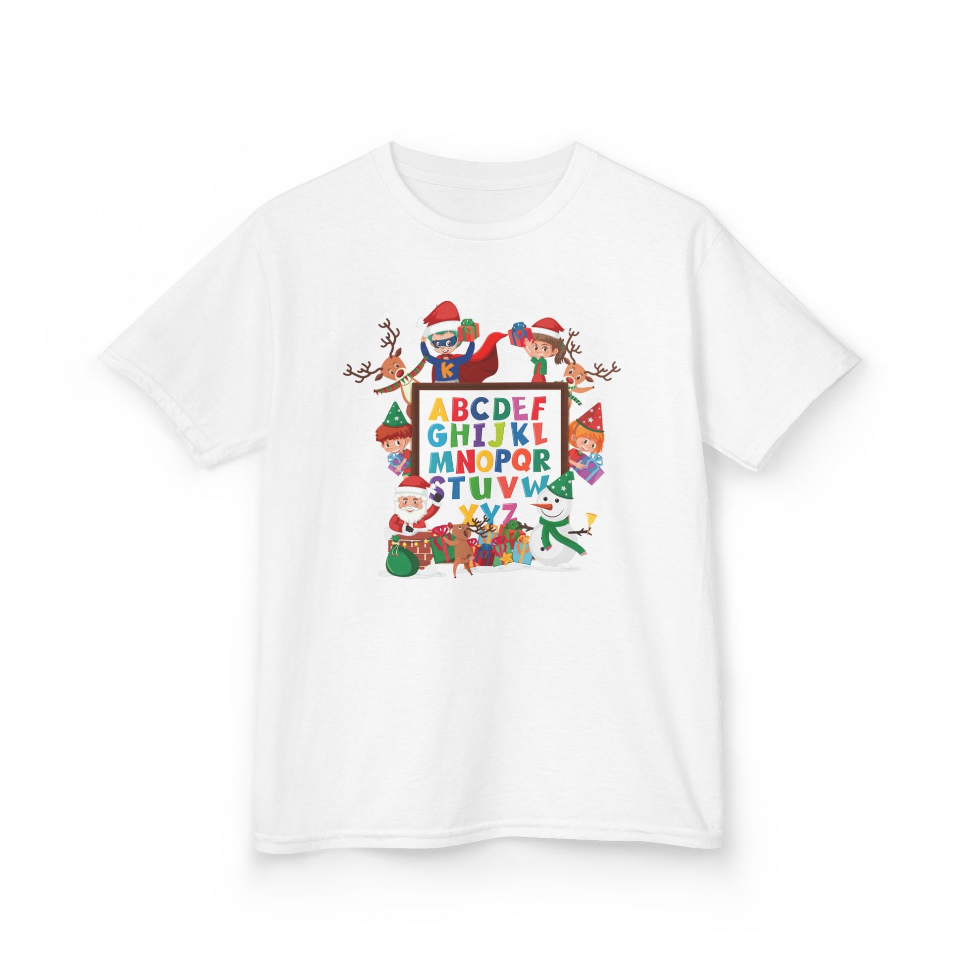 Kids Heavy Cotton™ Tee - Christmas alphabet with super kiddo - [[{"value":"Wonderwear Kid"}]]