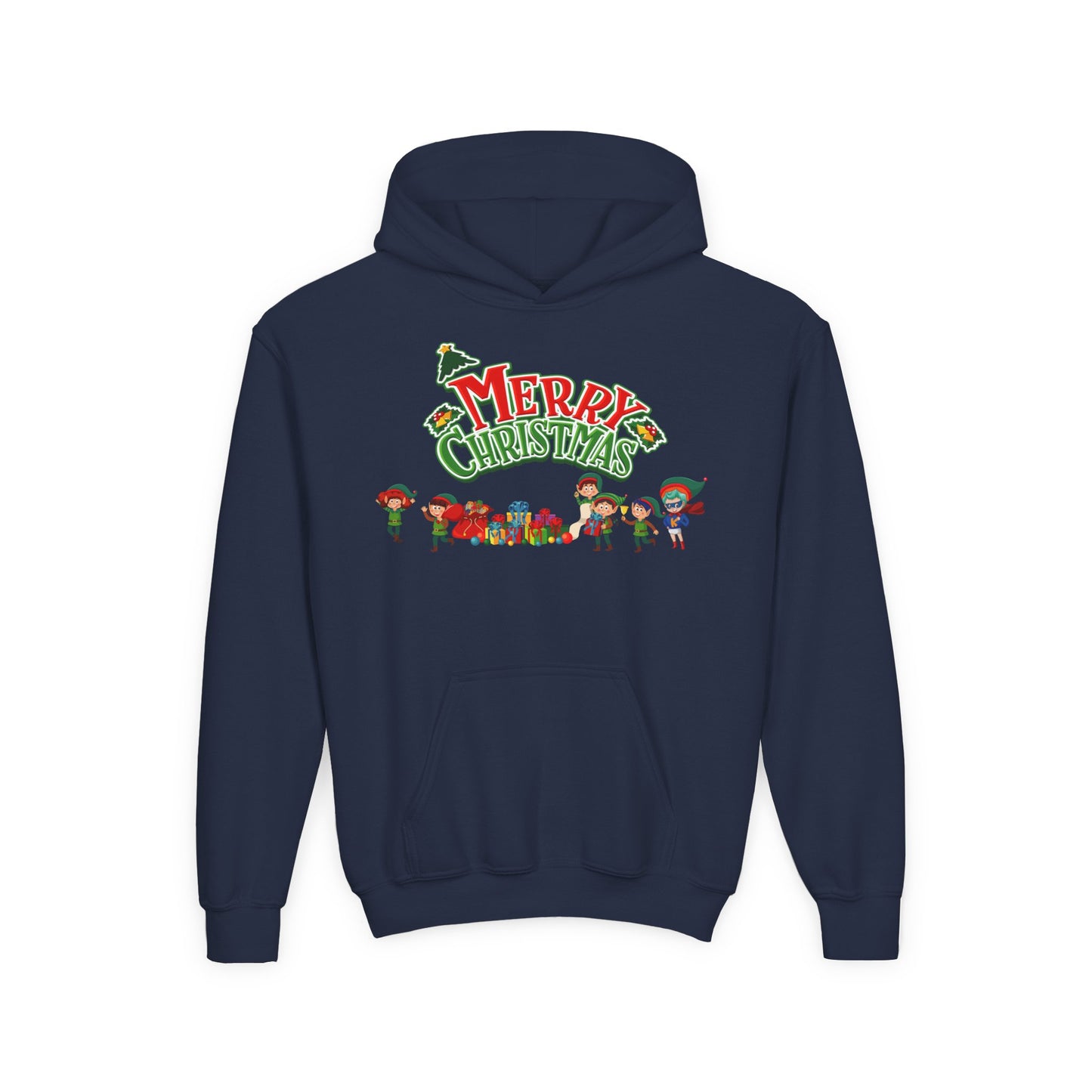 Youth Heavy Blend Hooded Sweatshirt - Merry christmas from super friends