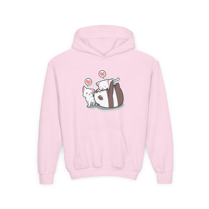 Youth Heavy Blend Hooded Sweatshirt - The Panda and Cat Printify