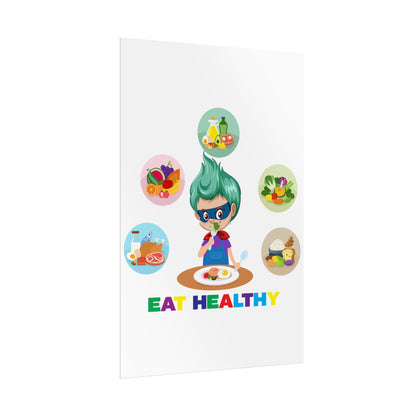 Rolled Posters - Supper kiddo showing healthy food to eat - [[{"value":"Wonderwear Kid"}]]