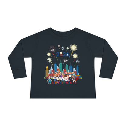 Toddler Long Sleeve Tee - Happy new year with fireworks - [[{"value":"Wonderwear Kid"}]]