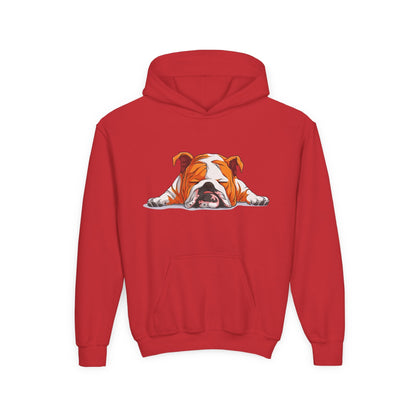 Youth Heavy Blend Hooded Sweatshirt -  Sleeping english bulldog Printify