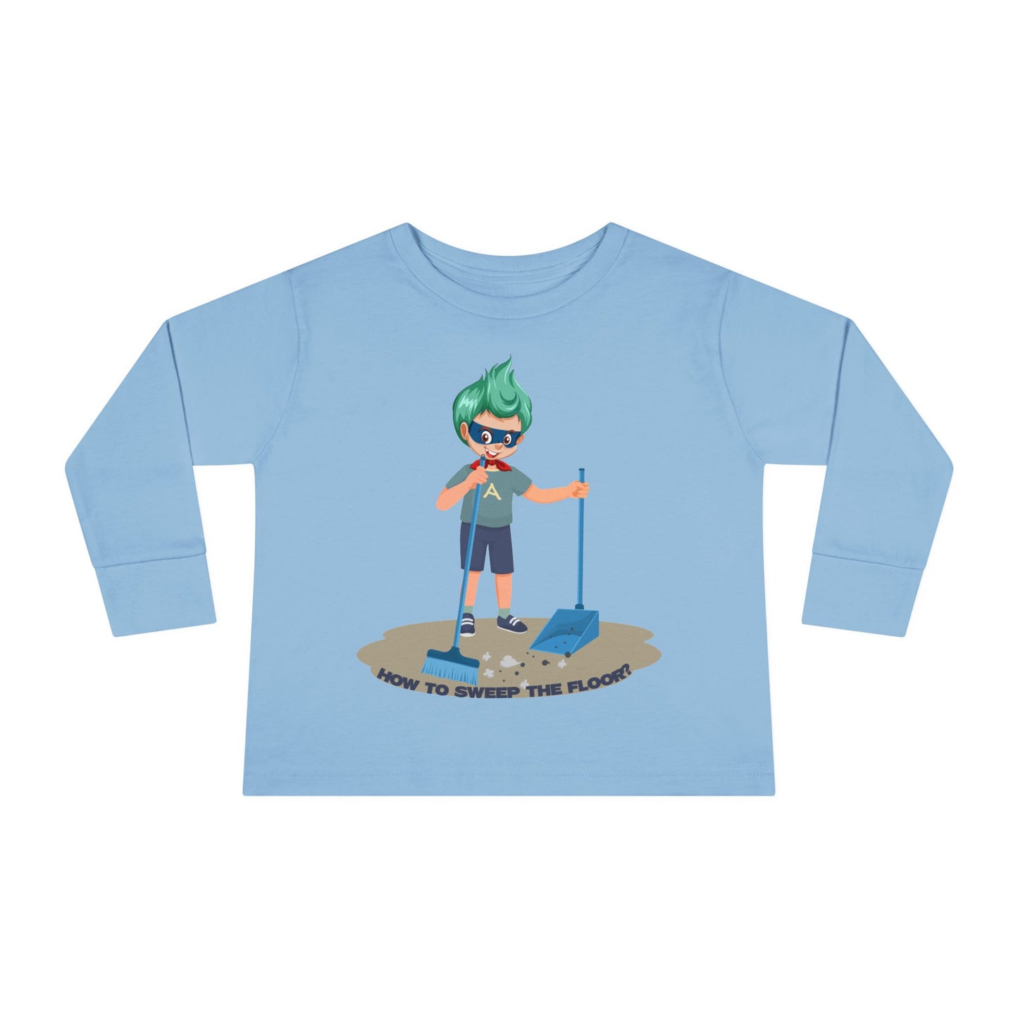 Toddler Long Sleeve Tee - Super kiddo sweeping floor - [[{"value":"Wonderwear Kid"}]]