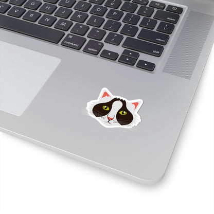Kiss-Cut Stickers - Black and White Cat Printify