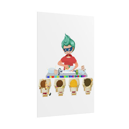 Rolled Posters - Little kiddo teaching to wash dishes - [[{"value":"Wonderwear Kid"}]]