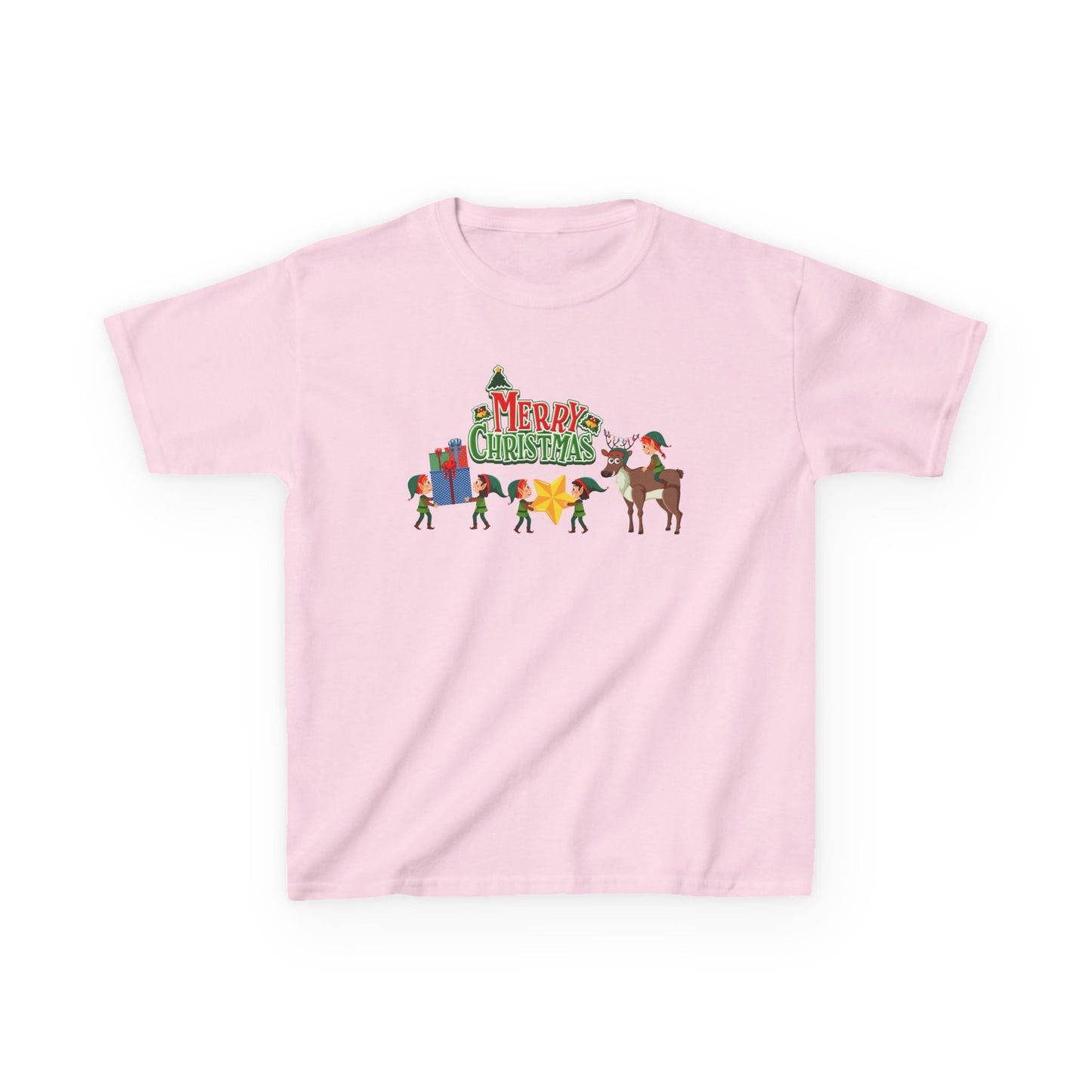Kids Heavy Cotton™ Tee - Merry christmas and reindeer - [[{"value":"Wonderwear Kid"}]]
