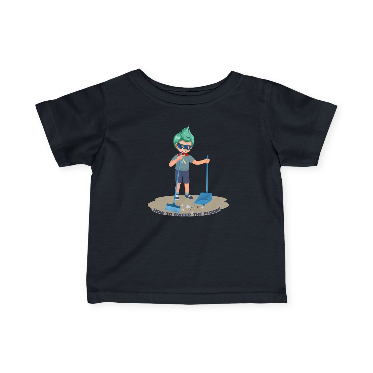 Infant Fine Jersey Tee - Super kiddo sweeping floor - [[{"value":"Wonderwear Kid"}]]